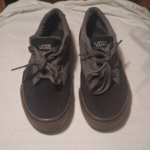 Vans Kids Black and Gray Low-Top Lace-Up Sneakers with Brown Sole